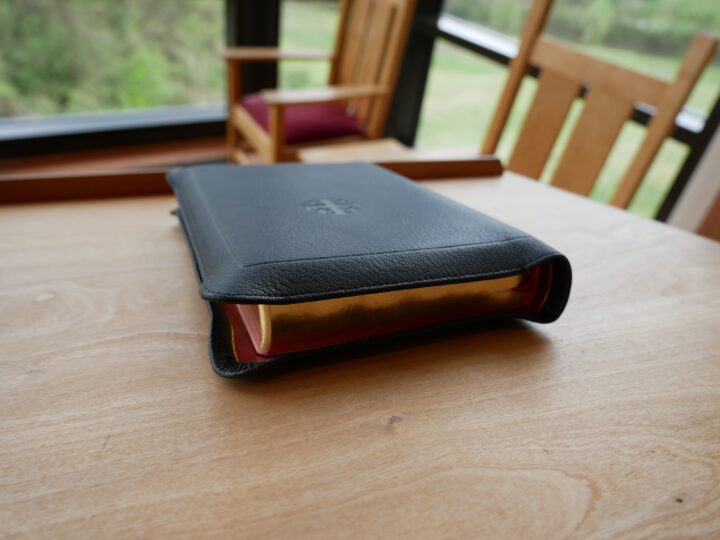 Schuyler Personal Size Quentel NKJV, Full Yapp Black Goatskin Bible