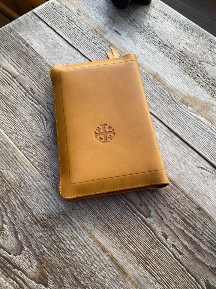 Schuyler Personal Size Quentel ESV, Full Yapp Tuscany Calfskin Bible – PREORDER