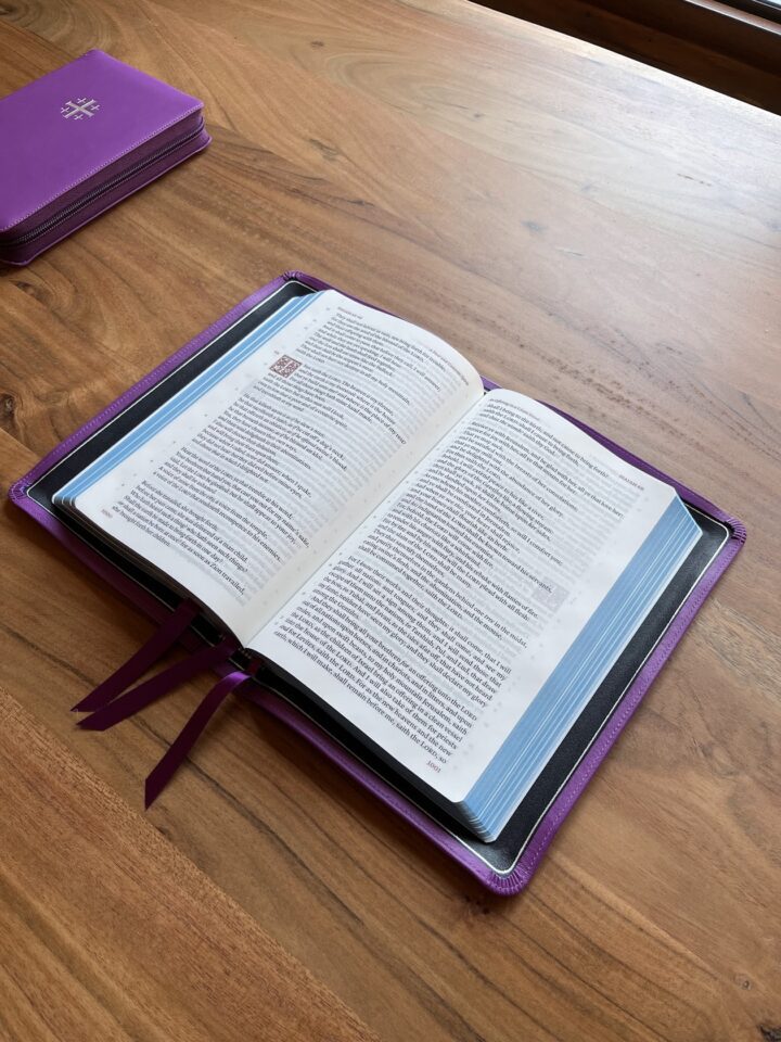 Schuyler Treveris KJV, Full Yapp Regalis Purple Calfskin Bible