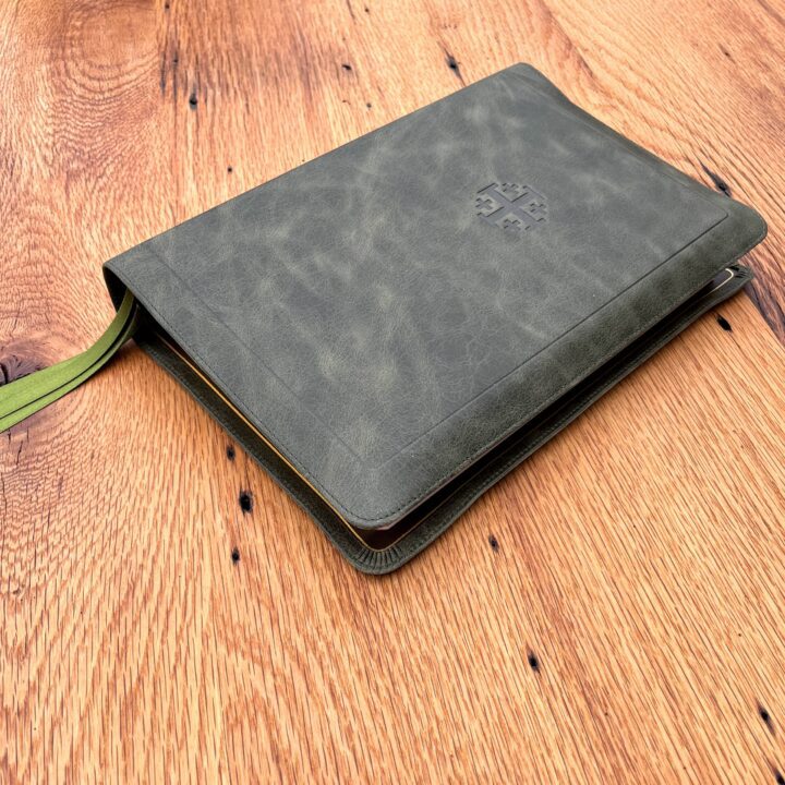 Schuyler Stridon ESV, Full Yapp Olive Green Calfskin Bible